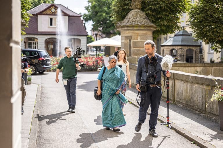 Auf dem Weg zum Interview mit Vandana Shiva.